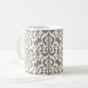 Ikat Moorish Damask - taubbraun und weiß Kaffeetasse