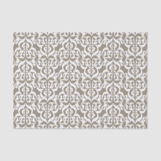 Ikat Moorish Damask - taubbraun und weiß Seidenpapier (Vorderseite)