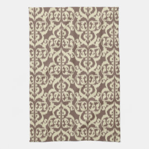 Ikat Moorish Damast - beige und taupe Handtuch