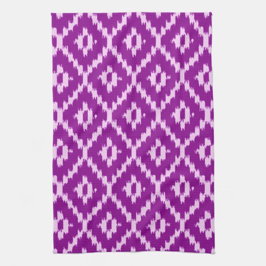 Ikat-Muster - Amethyst lila und orchid Geschirrtuch (Vertikal)