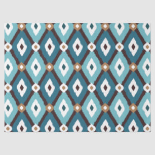 Ikat-Muster Aquamarin und braun Seidenpapier