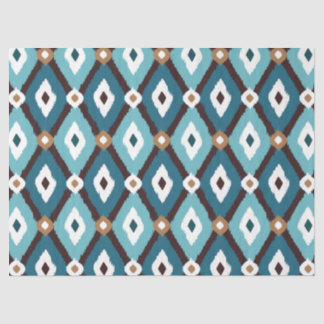Ikat-Muster Aquamarin und braun Seidenpapier