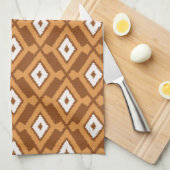 Ikat Muster - Braun, Rost und Creme Geschirrtuch (Viertel Falte)