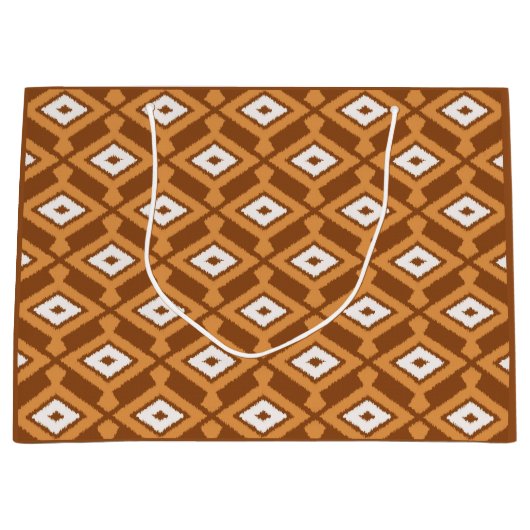 Ikat Muster - Braun, Rost und Creme Große Geschenktüte (Vorderseite)