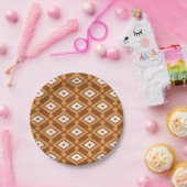 Ikat Muster - Braun, Rost und Creme Pappteller (Party)