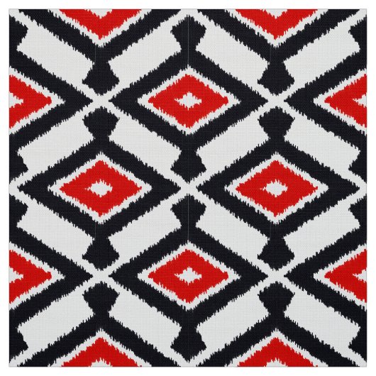 Ikat Muster - dunkelrot, Schwarzweiss Stoff (Muster)