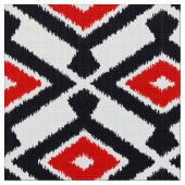 Ikat Muster - dunkelrot, Schwarzweiss Stoff (Nahaufnahme)