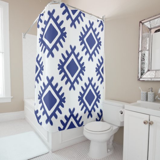 Ikat-Muster Ethnisch-textiler Stamm Amerikanisch a Duschvorhang (Beispiel)