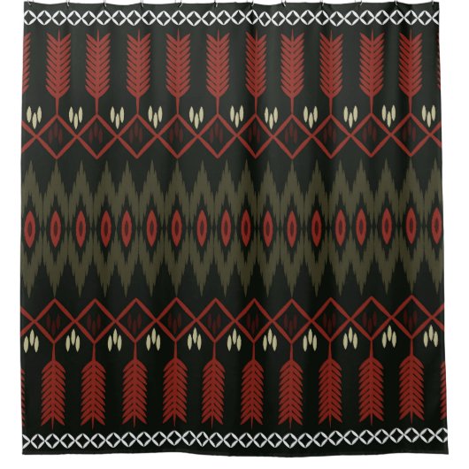 Ikat-Muster: Geometrisches ethnisches Ornament Duschvorhang (Vorderseite)