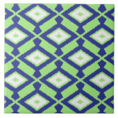 Ikat-Muster - Grün, Indigoblau und Weiß Fliese (Vorderseite)