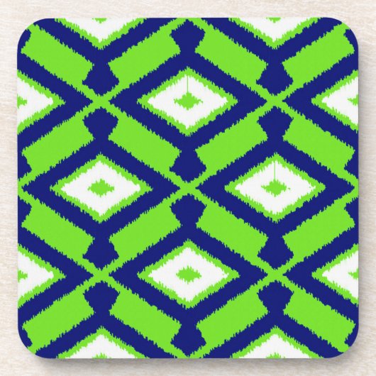 Ikat-Muster - Grün, Indigoblau und Weiß Getränkeuntersetzer (Vorderseite)