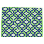 Ikat-Muster - Grün, Indigoblau und Weiß Große Geschenktüte (Rückseite)