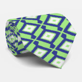 Ikat-Muster - Grün, Indigoblau und Weiß Krawatte (Gerollt)