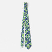 Ikat-Muster - Grün, Indigoblau und Weiß Krawatte (Rückseite)
