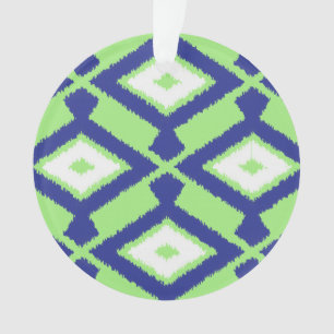 Ikat-Muster - Grün, Indigoblau und Weiß Ornament