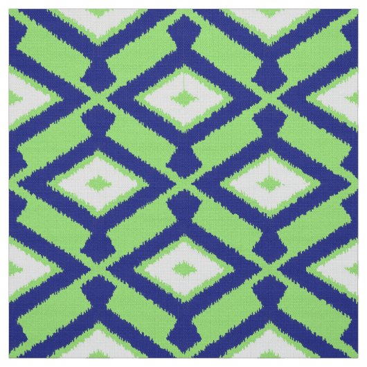 Ikat-Muster - Grün, Indigoblau und Weiß Stoff (Muster)