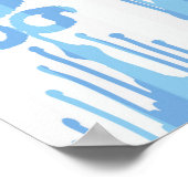Ikat-Muster in blau und weiß Poster (Ecke)