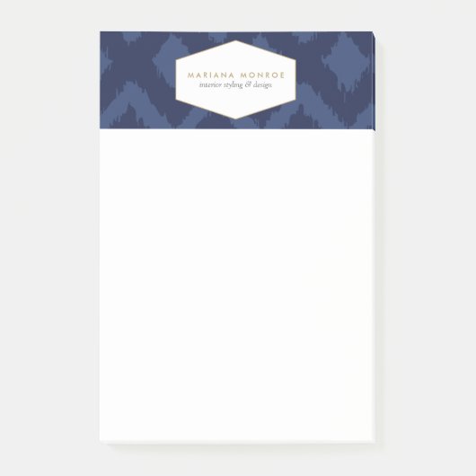 Ikat-Muster in blauen Designer-Post-it-Notes Post-it Klebezettel (Vorderseite)