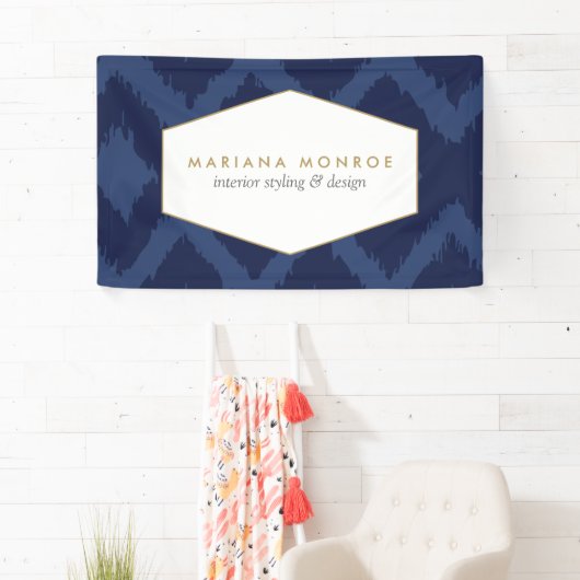 Ikat-Muster in Blue Designer Banner (Insitu)