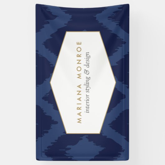 Ikat-Muster in Blue Designer Banner (Vertikal)