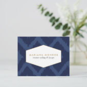 Ikat-Muster in Blue Designer Postcard Postkarte (Stehend Vorderseite)