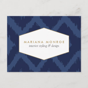 Ikat-Muster in Blue Designer Postcard Postkarte