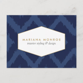 Ikat-Muster in Blue Designer Postcard Postkarte