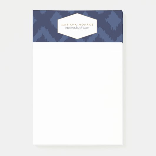 Ikat-Muster in Blue Designer Postit Notes Post-it Klebezettel (Vorderseite)