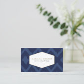 Ikat-Muster in der Blue Designer Business Card Visitenkarte (Stehend Vorderseite)