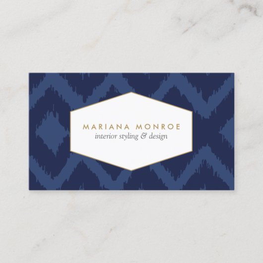 Ikat-Muster in der Blue Designer Business Card Visitenkarte (Vorderseite)