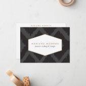 Ikat-Muster in dunkelgrauem Designer Flat Notecard Mitteilungskarte (Vorderseite/Rückseite Beispiel)