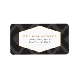 Ikat-Muster in dunkelgrauen Designeradressen Adressaufkleber
