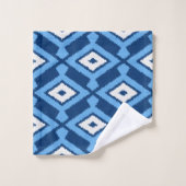 Ikat Muster, Indigo und Denim Blue Badhandtuch Set (Waschlappen)