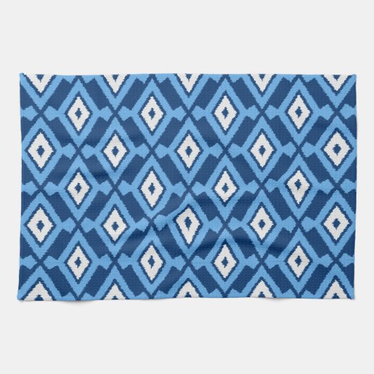 Ikat Muster, Indigo und Denim Blue Geschirrtuch (Horizontal)