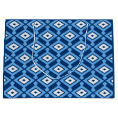 Ikat Muster, Indigo und Denim Blue Große Geschenktüte (Vorderseite)