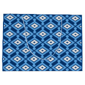 Ikat Muster, Indigo und Denim Blue Große Geschenktüte (Rückseite)