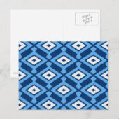 Ikat Muster, Indigo und Denim Blue Postkarte (Vorne/Hinten)