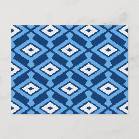 Ikat Muster, Indigo und Denim Blue Postkarte (Vorderseite)