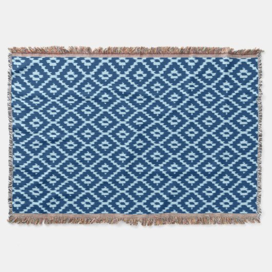 Ikat-Muster - Indigofisch und hellblau Decke (Vorderseite)