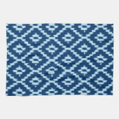 Ikat-Muster - Indigofisch und hellblau Handtuch (Horizontal)