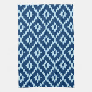 Ikat-Muster - Indigofisch und hellblau Handtuch
