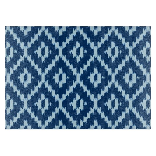 Ikat-Muster - Indigofisch und hellblau Schneidebrett (Vorderseite)