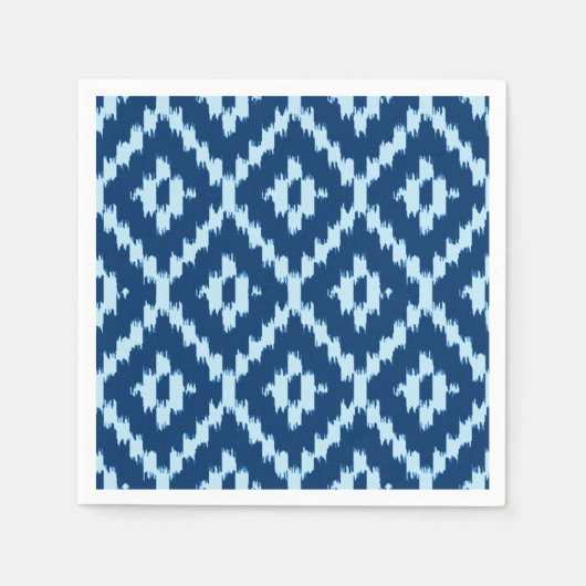 Ikat-Muster - Indigofisch und hellblau Serviette (Vorderseite)