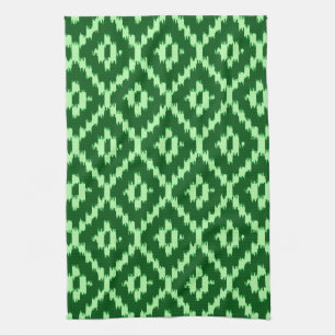 Ikat-Muster - Kiefern grün und blassgrün Handtuch