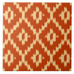 Ikat-Muster - Mandarinenorange und Korallen Fliese