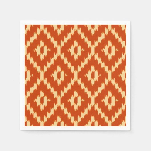 Ikat-Muster - Mandarinenorange und Korallen Serviette (Vorderseite)