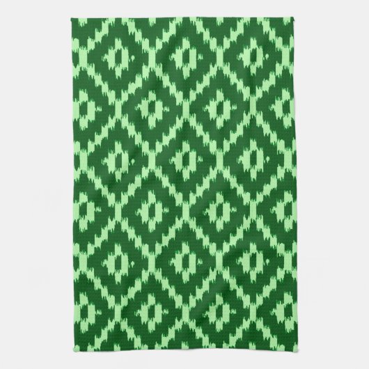 Ikat-Muster - Pine grün und blassgrün Handtuch (Vertikal)