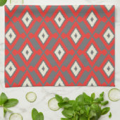 Ikat Muster - Rot, Grau und Beige Handtuch (Gefaltet)