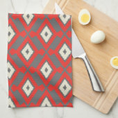 Ikat Muster - Rot, Grau und Beige Handtuch (Viertel Falte)