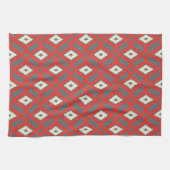 Ikat Muster - Rot, Grau und Beige Handtuch (Horizontal)